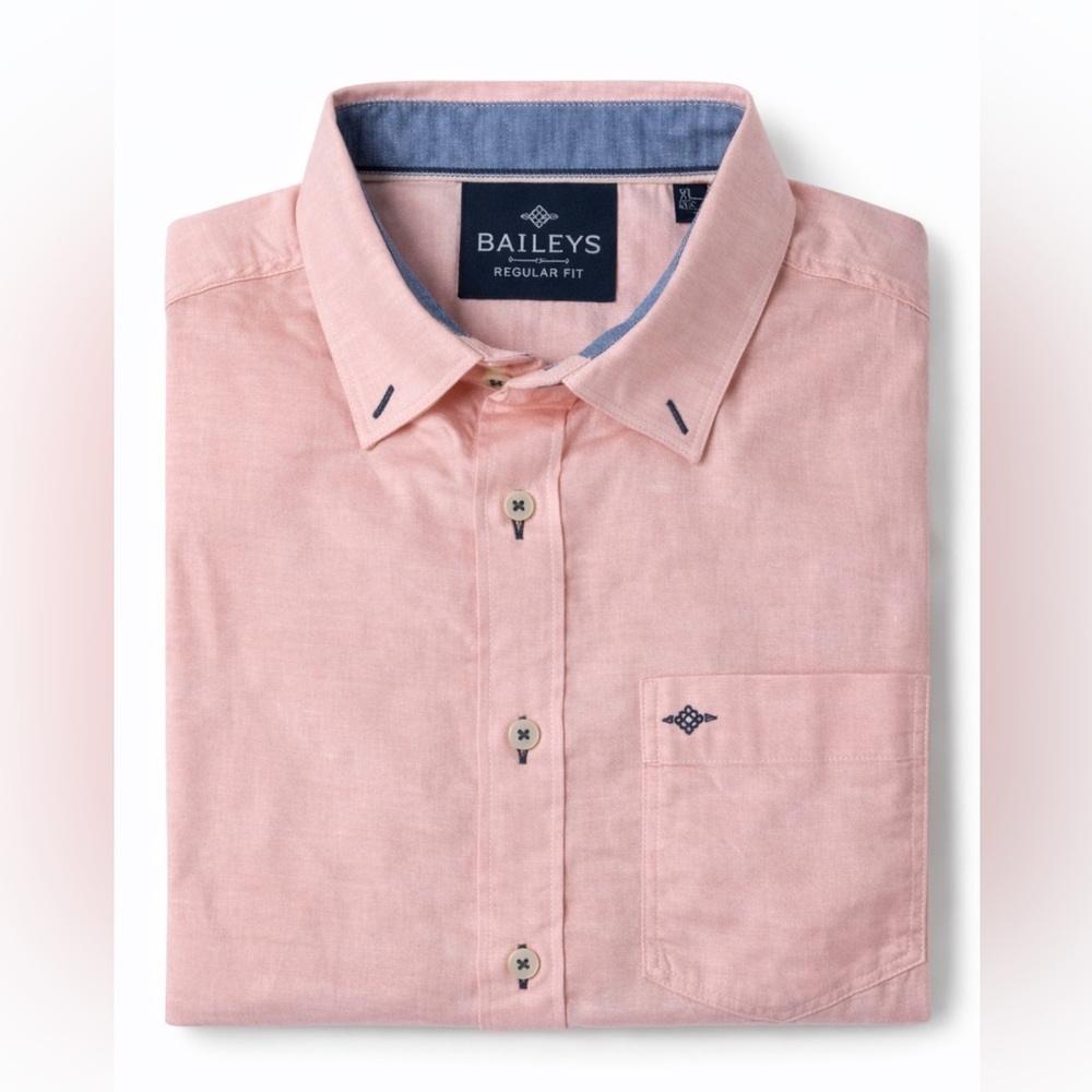 Baileys Men’s XL Peach Long Sleeve Button Down Shirt 100% Cotton Regular Fit